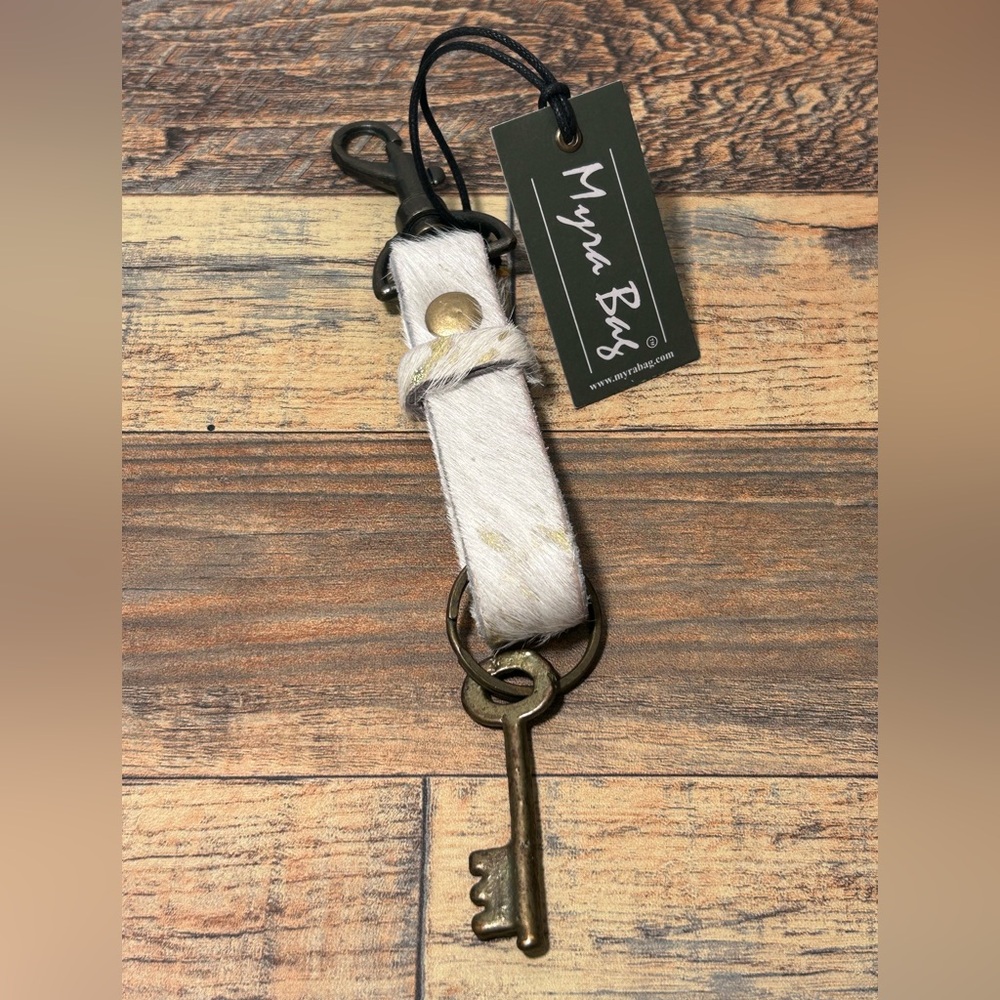Myra Bag Cream and Gold Keychain
